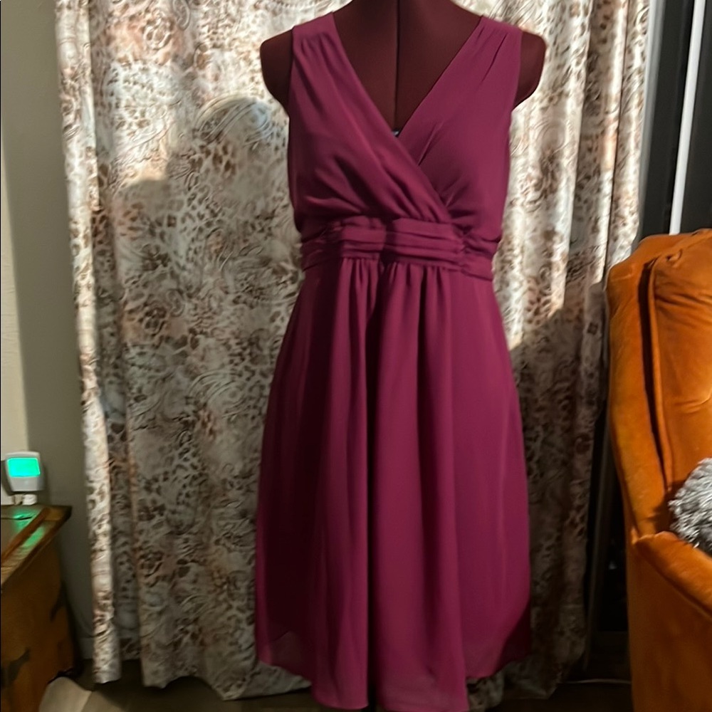 Red Ruched Wrap Midi maternity Dress for Cocktail
